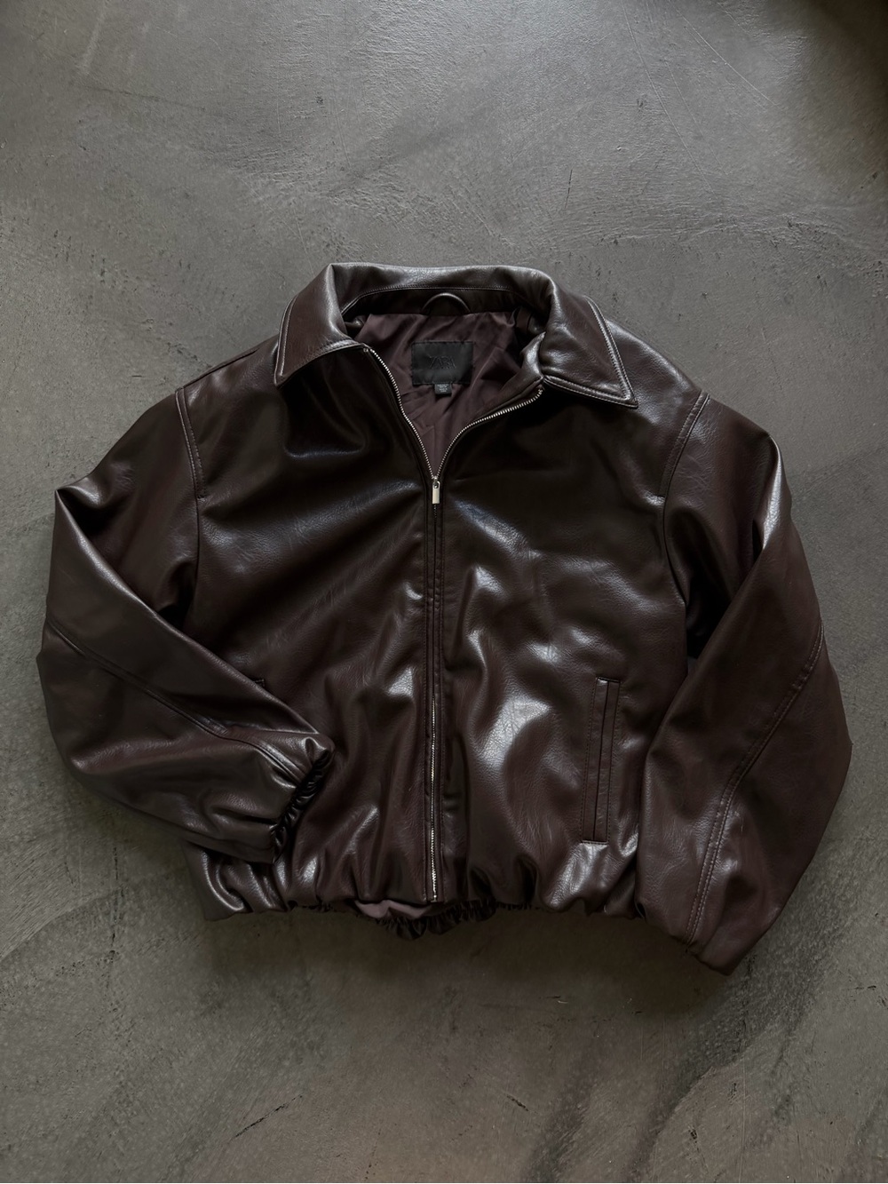 Zara Dark Brown Leather Zip-Front Jacket